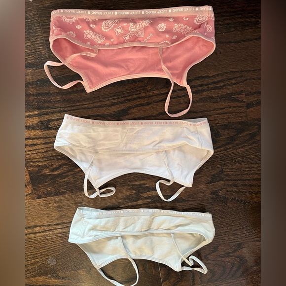 Set of 3 Lucky brand cotton bralette bras. Kids size L 12/14. Zero padding - Picture 4 of 4